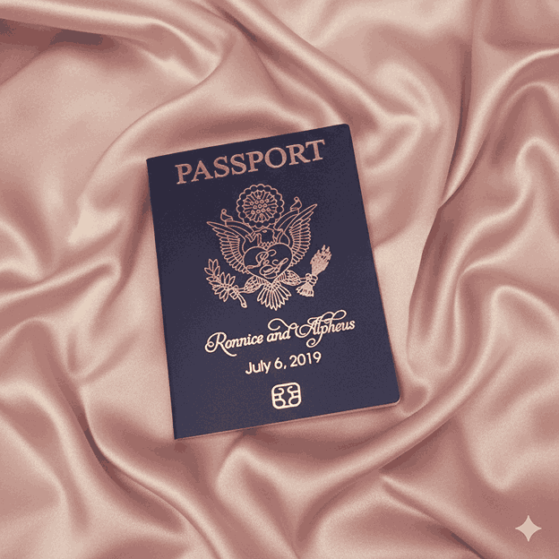 Destination Wedding Passport Invitation Box with Acrylic Invite