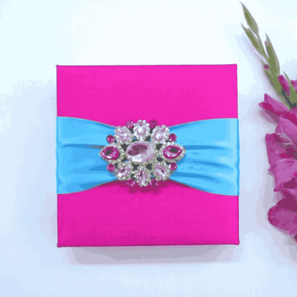 Pink Silk Wedding Invitation Box: Boxed Wedding Invites