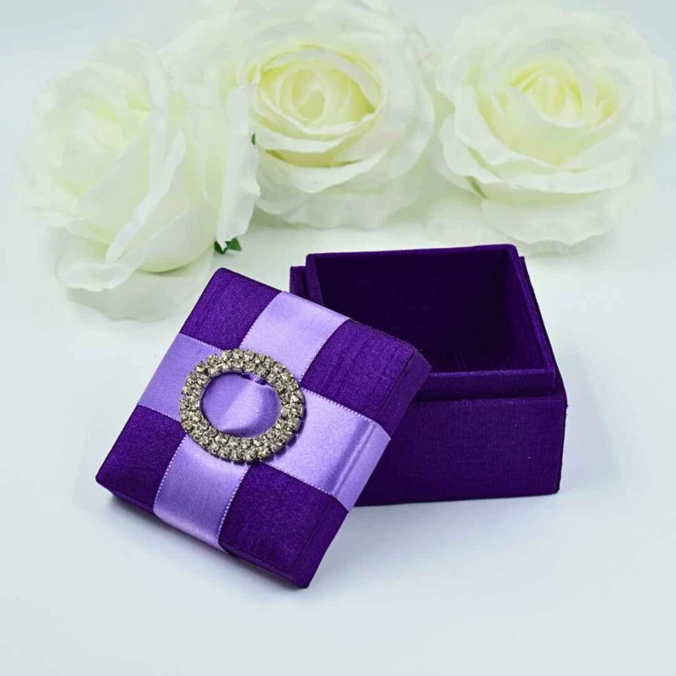 Purple Silk Wedding Favor Box