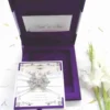 Purple Silk Wedding Invitation Box With Rhinestone Crystal Brooch (3)
