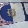 Royal Blue Satin Wedding Invitation Folio with Custom Monogram (2)
