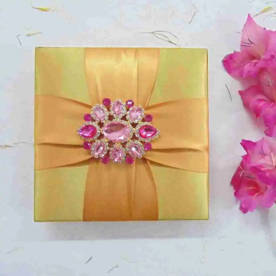 Satin Wedding Invitation Box with Chocolate Candy Tray