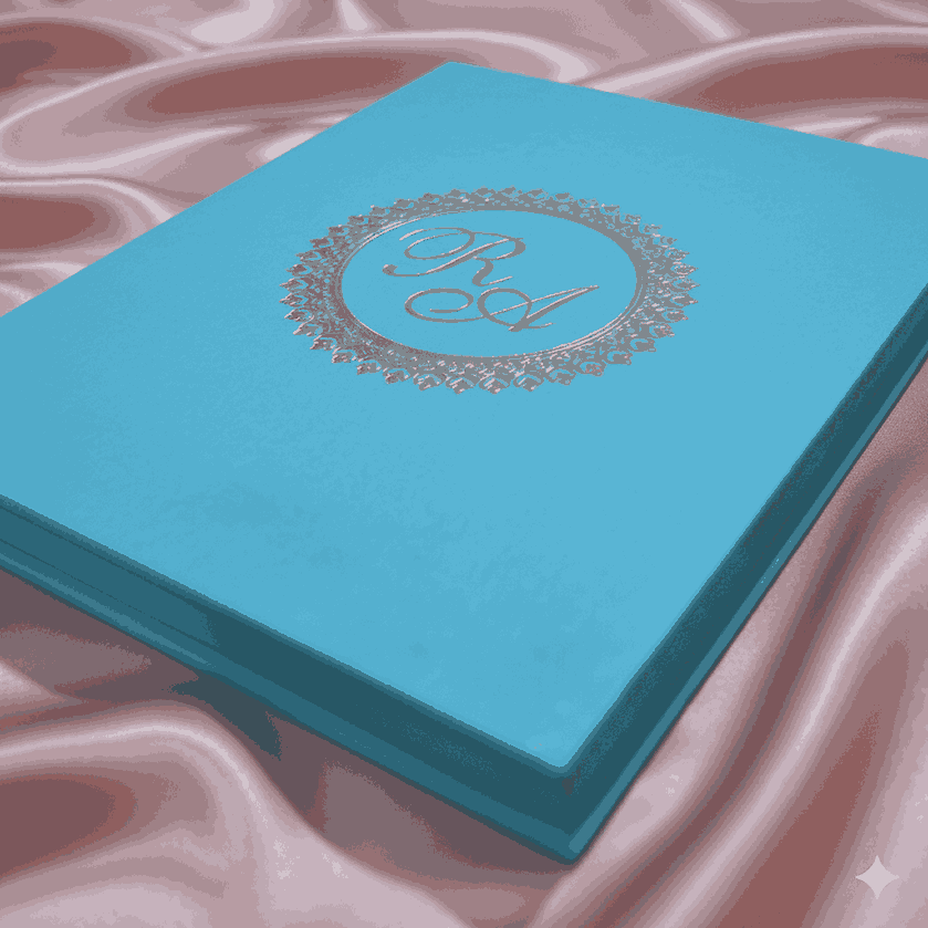 Blue Wedding Invitation Box with Clear Acrylic Invite