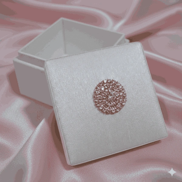 Silk Wedding Favor Box with Gold Brooch Embellishment