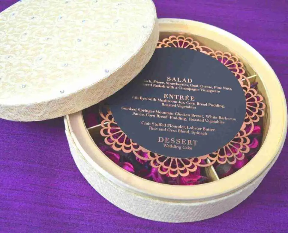 Silk Wedding Invitation Box with Chocolate Candy Tray