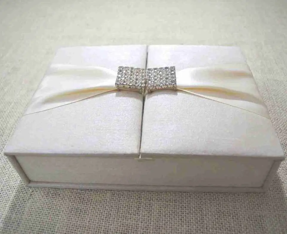Silk Wedding Invitation Box with Chocolate Tray