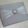 Silver Silk Wedding Invitation Folio Hardcover Trifold Jacket Invite (4)