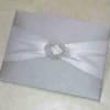 Silver Silk Wedding Invitation Folio Hardcover Trifold Jacket Invite (5)