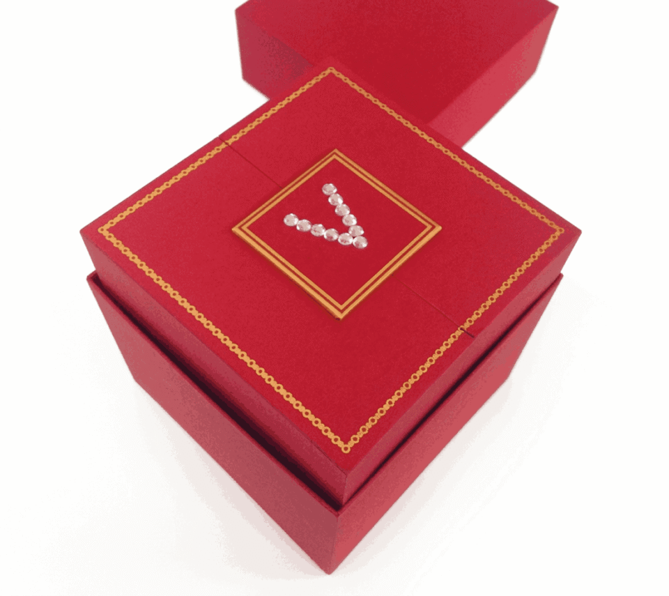 Luxury Wedding Invitation Box with Custom Crystal Rhinestone Monogram