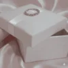 White Silk Wedding Favor Box with Satin Ribbon & Crystal Brooch (2)