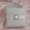 White Silk Wedding Favor Box with Satin Ribbon & Crystal Brooch (3)
