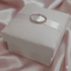 White Silk Wedding Favor Box with Satin Ribbon & Crystal Brooch (4)