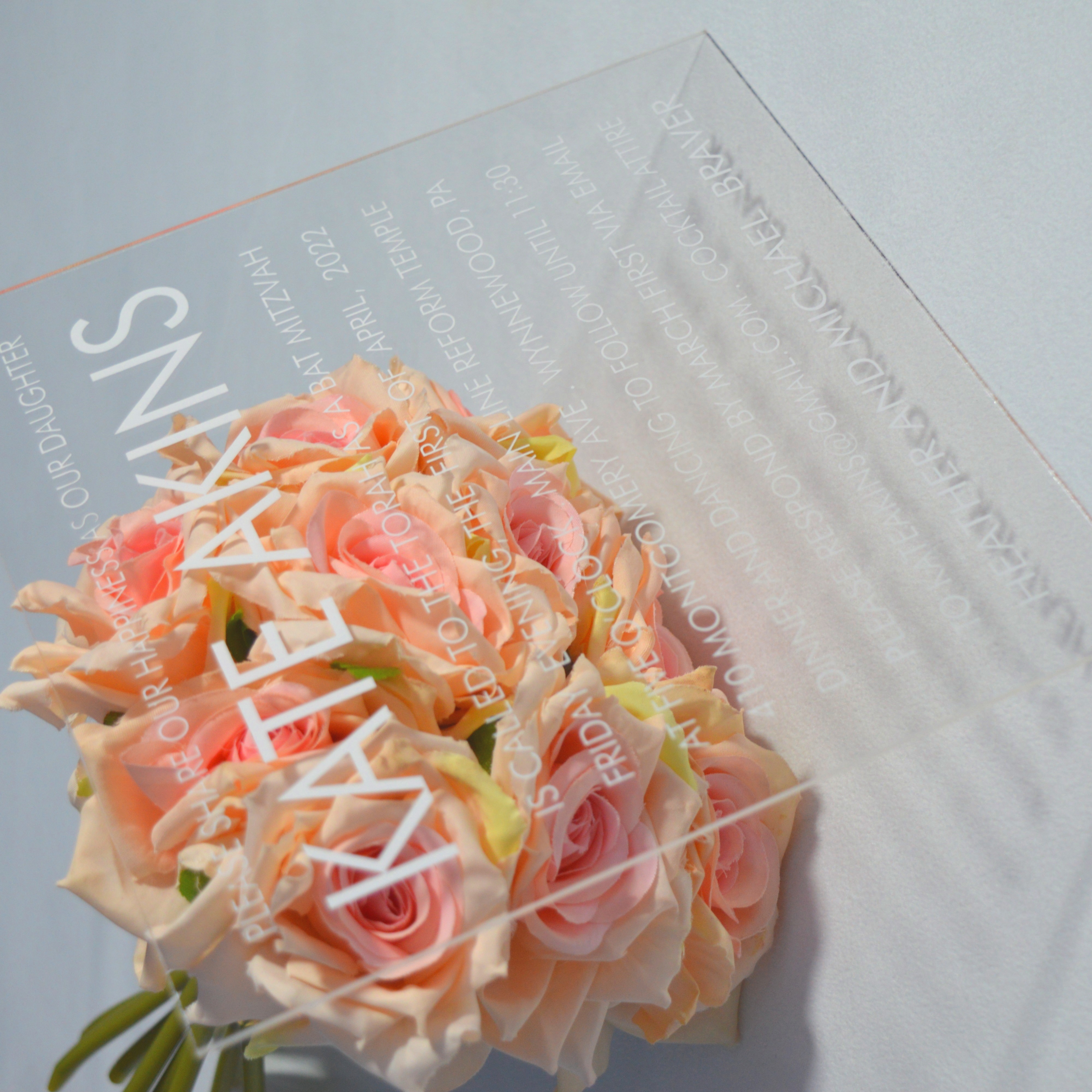 Clear Acrylic Bat Mitzvah Invitations