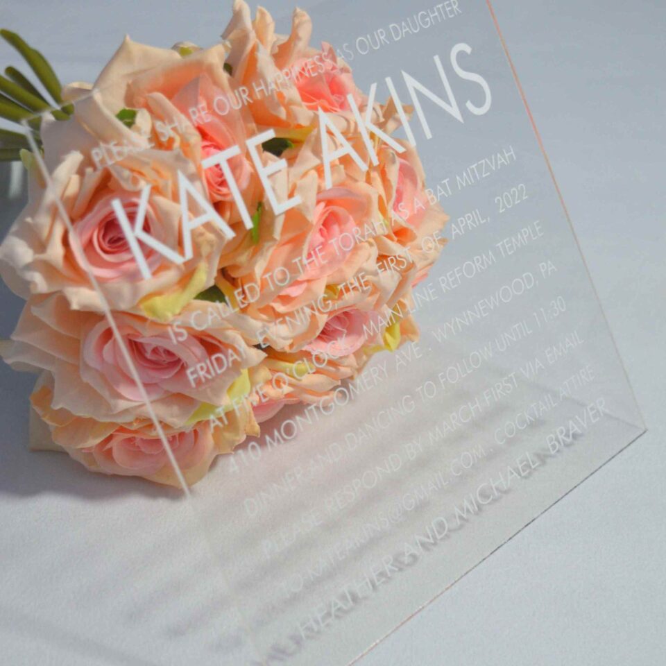 Clear Acrylic Bat Mitzvah Invitations