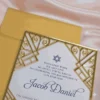 Gold Mirror Acrylic Bar Mitzvah Invitation Art Deco Theme (4)
