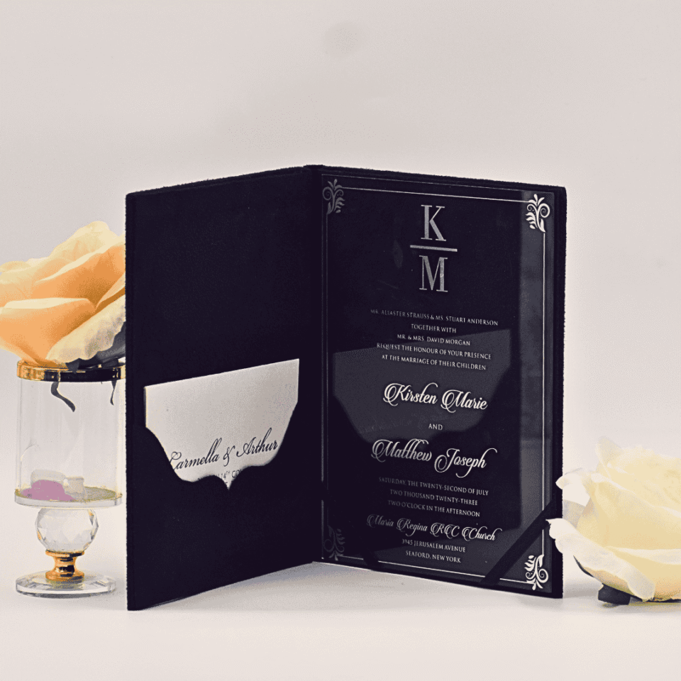 Black Velvet Wedding Card Invitation