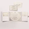 Embellished White Silk Wedding Invitation Folio With Crystal Rhinestone Brooch