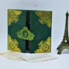 Emerald Green Velvet Wedding Invitation Folio with Custom Foil Monogram & Acrylic Invite (4)