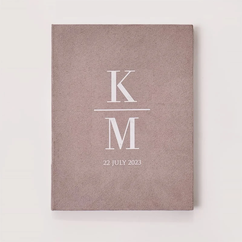 Nude Velvet Wedding Invitation Folio with Clear Acrylic Invite