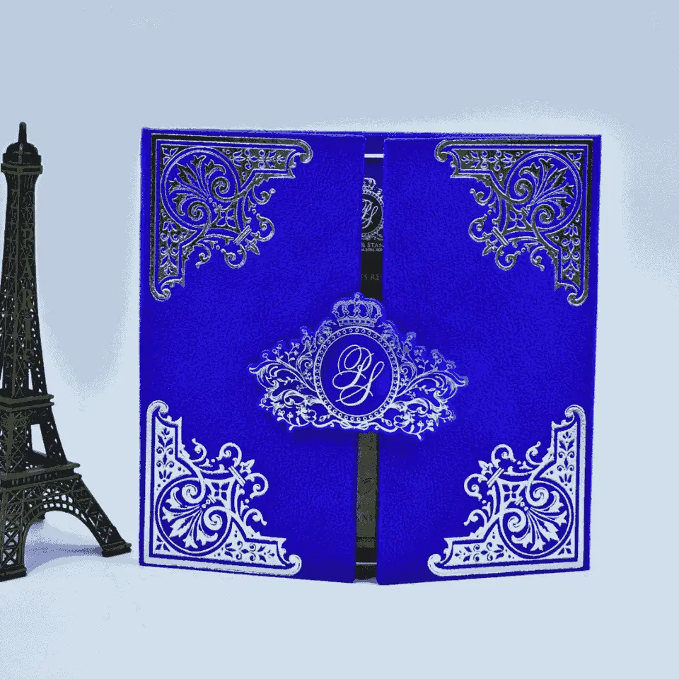 Trifold Jacket Velvet Wedding Invitation Folio with Acrylic Invite