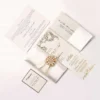 White Satin Wedding Invitation Folio With Pearl Embelishment Brooch (4)