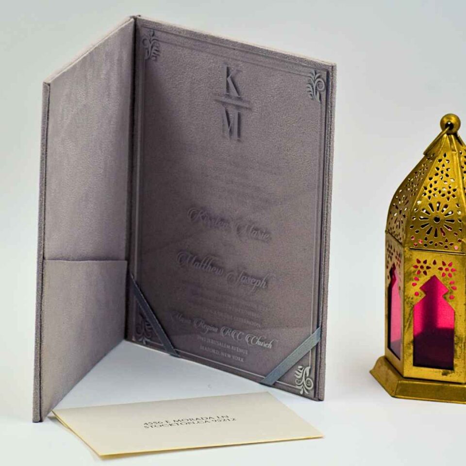 wedding invitation in Grey color