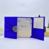 Luxurious Royal Blue Silk Wedding Invitation Folio with Royal Blue Ribbon (1)