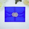 Luxurious Royal Blue Silk Wedding Invitation Folio with Royal Blue Ribbon (4)