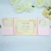 Embellished Blush Silk Wedding Invitation Folio With Crystal Rhinestone Brooch (2)