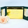 Emerald Green Satin Wedding Invitation Folio with Custom Acrylic Monogram (2)