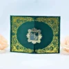 Emerald Green Satin Wedding Invitation Folio with Custom Acrylic Monogram (3)