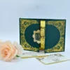Emerald Green Satin Wedding Invitation Folio with Custom Acrylic Monogram (4)