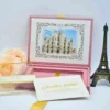 Rose Gold Velvet Wedding Invitation Box with Custom Gold Foil Monogram (2)