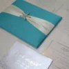 Embellished Green Silk Wedding Invitation Folio with Starfish Brooch (4)