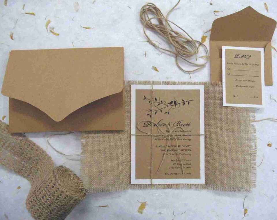 Rustic Burlap Wedding Invitation Suite