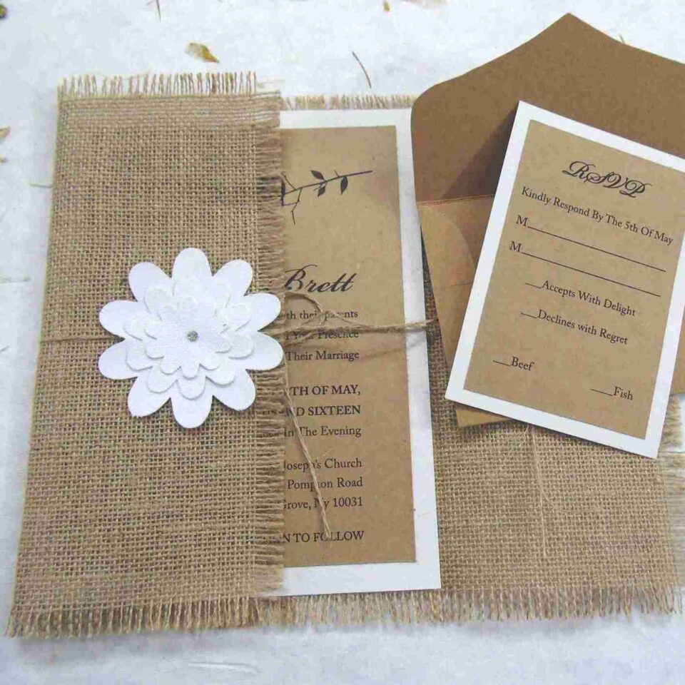 Rustic Burlap Wedding Invitation Suite