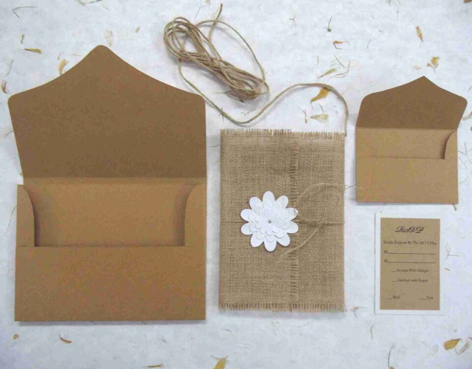 Rustic Burlap Wedding Invitation Suite