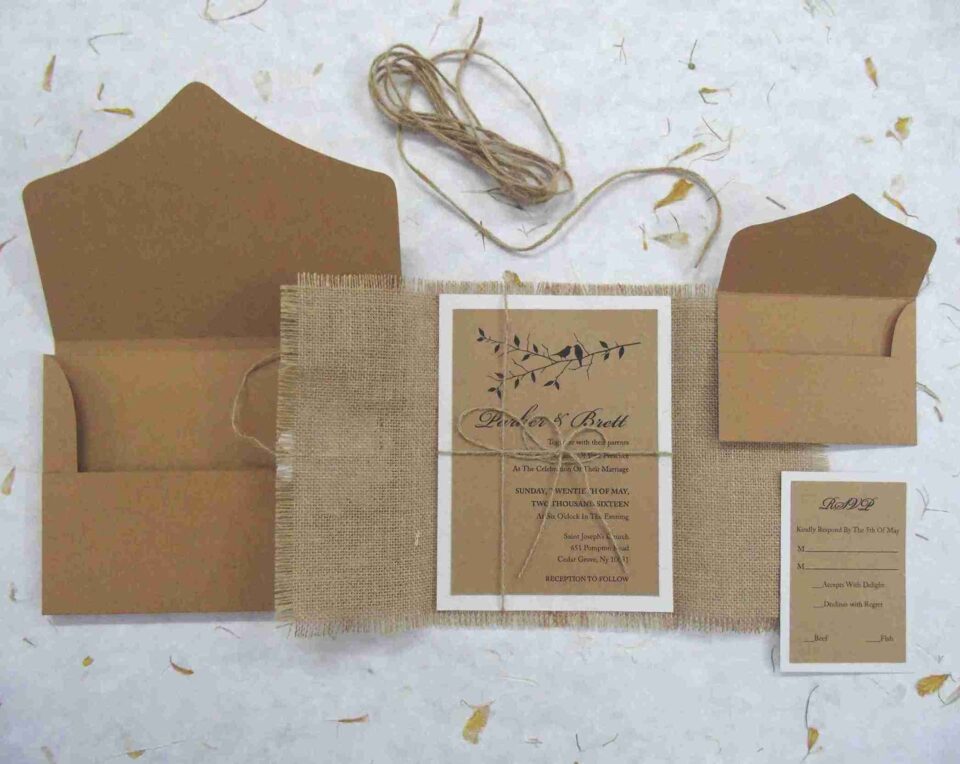 Rustic Burlap Wedding Invitation Suite
